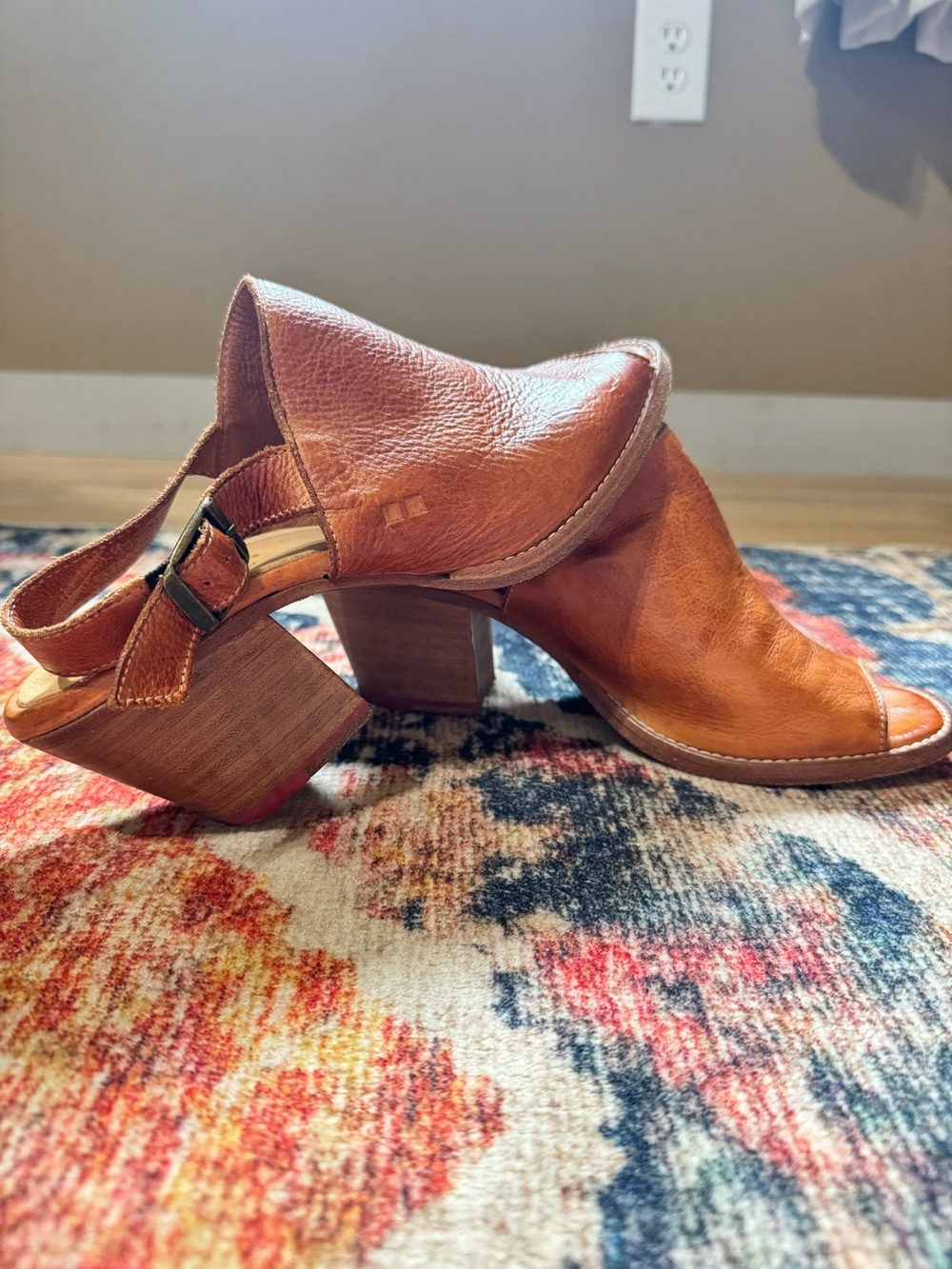Bed | Stu leather sling back peek toe heels